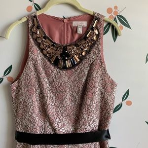 Lovely by Adrianna Papell Pink Beaded Sleeveless Cocktail Mini Dress Maximalist